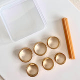 Six Sizes Circle Grooved Ring Bases and Cutter (Gold Plated)