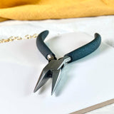 Pliers, chain-nose, stainless steel and foam, black, 5 inches