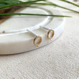 Cubic Earring Post w/ open link, 16K gold plated brass, Nickel free, (2 pieces)