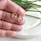 Cubic Earring Post w/ open link, 16K gold plated brass, Nickel free, (2 pieces)