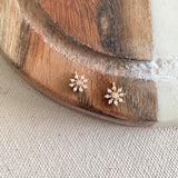 Tiny Flower Cubic Charms, 16K Gold Plated Brass (2 pieces)