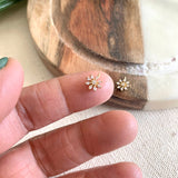Tiny Flower Cubic Charms, 16K Gold Plated Brass (2 pieces)