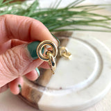Dangled Ring Earring Post, 16k gold plated brass, Nickel free (2 pieces)