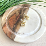 Dangled Ring Earring Post, 16k gold plated brass, Nickel free (2 pieces)
