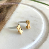 Rectangle Blank Post w/ Link, (2 pcs), 16K gold plated brass, Nickel free