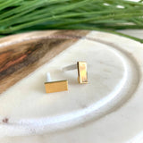 Rectangle Blank Post w/ Link, (2 pcs), 16K gold plated brass, Nickel free