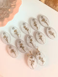 Acrylic Birth Flower Charm ( Clear and Mother Of Pearl Finish) Set Of Twelve