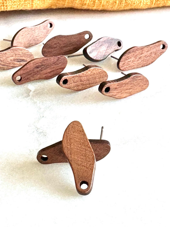 Wood Earring Stud Topper/ Abstract (5 Pairs)