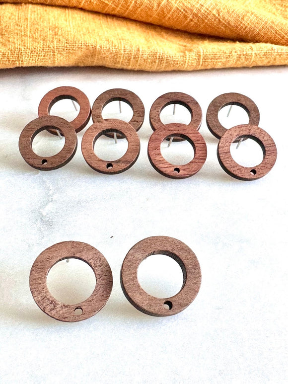 Wood Earring Stud Topper/ Circle (5 Pairs)