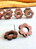 Wood Earring Stud Topper/ Flower (5 Pairs)