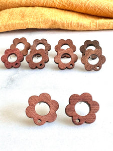 Wood Earring Stud Topper/ Flower (5 Pairs)