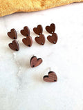 Wood Earring Stud Topper/ Heart (5 Pairs)