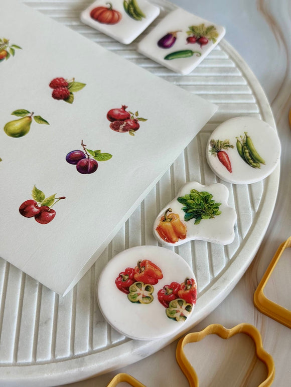 Fruits and Vegetables Transfer Paper And Five Cutters Set (Makes Great Magnet)
