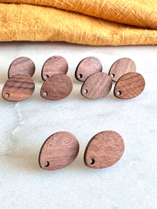 Wood Earring Stud Topper/ Oval (5 Pairs)