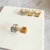 Small Square Ring Base and Cutter (18K Gold Plated)