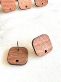 Wood Earring Stud Topper/ Rounded Square(5 Pairs)