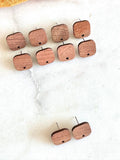 Wood Earring Stud Topper/ Rounded Square(5 Pairs)