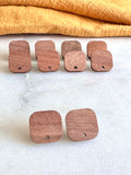 Wood Earring Stud Topper/ Rounded Square(5 Pairs)