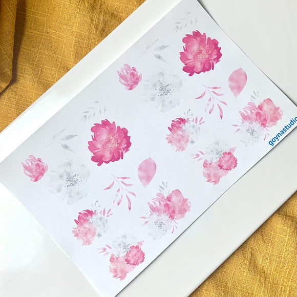 Water Soluble Transfer Paper - Pink Water Colour Flower