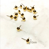 Ear Studs - Gold 6mm Half Ball