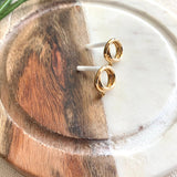 Coiled Ring Earring Post, 16k gold plated brass, Nickel free (2 pieces)