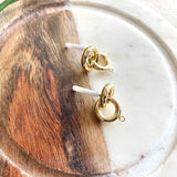 Dangled Ring Earring Post, 16k gold plated brass, Nickel free (2 pieces)